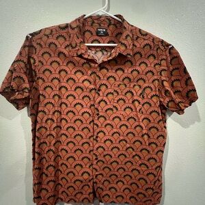 Men's Orange Patterned Shirt